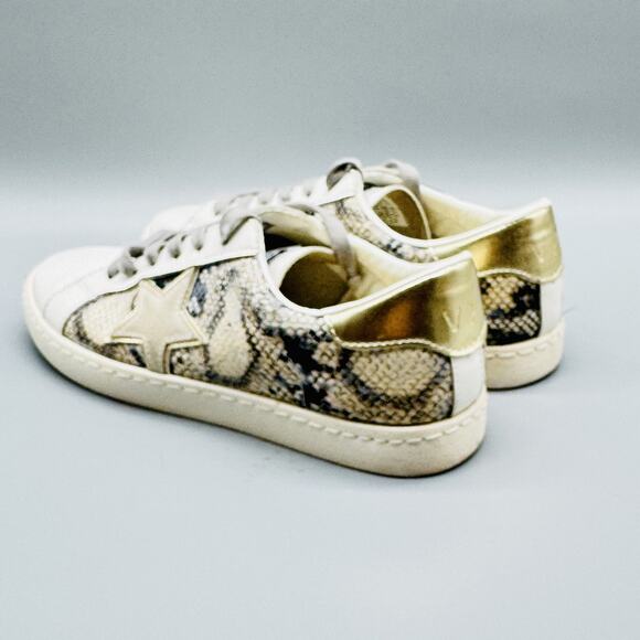 Vintage Havana Shoes Womens 7.5 White Gold Snake Print Star Low Top Sneakers - Picture 5 of 13
